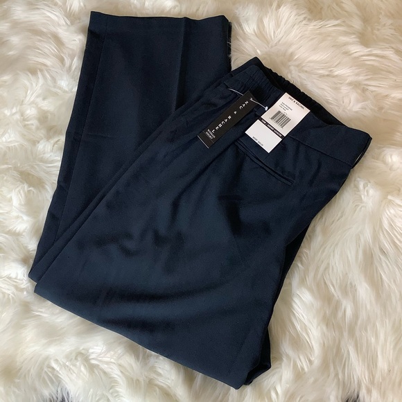 Zac & Rachel Navy Pants Women Size 18 Short Stretch Waist  Straight Leg NWT - Picture 6 of 10